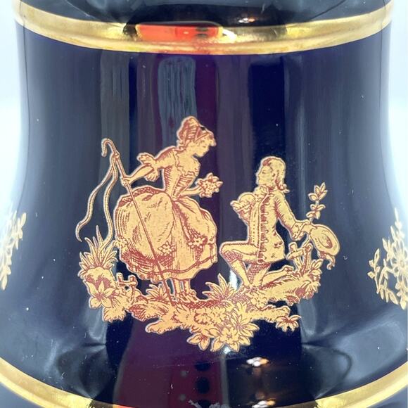Limoges Castel France Porcelain Bell, Cobalt Blue and 22K Gold, Made in France - Picture 3 of 10